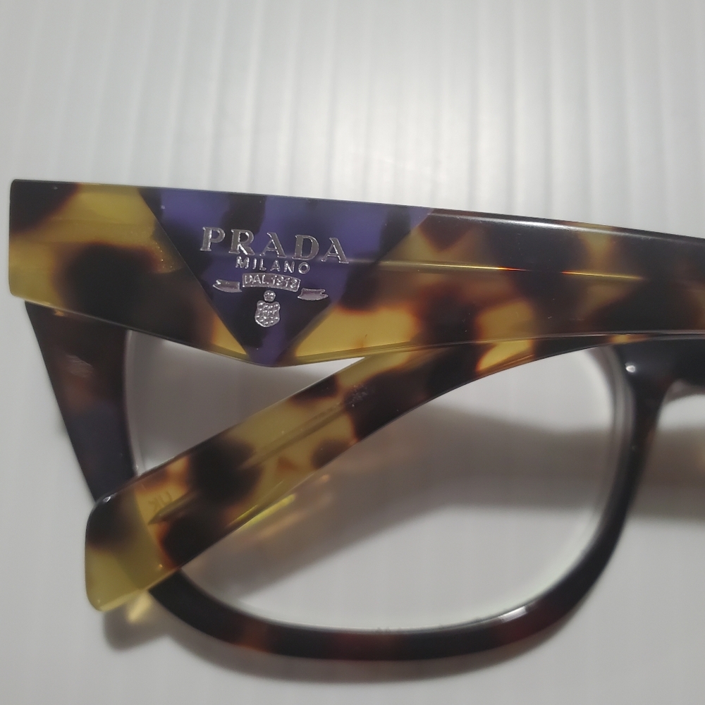 💥SALE💥 Prada PR A06V Caramel Havana w/Blue (54◻19) 54mm Eyeglasses - Picture 6 of 9